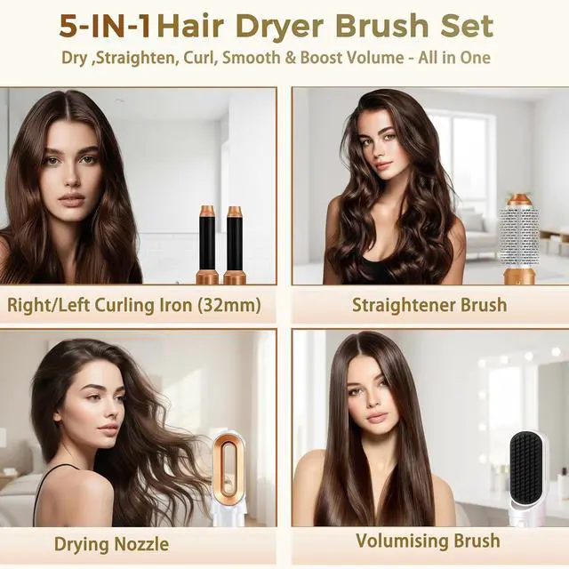 Alt view image 2 of 7 - 5 in 1 Hair Styler & Air Styler with Ionic Hairdryer