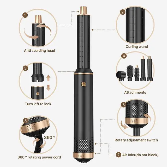 Alt view image 6 of 7 - 5 in 1 Hot Air Styler Brush 1000W Hairdryer and Curler