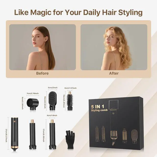 Alt view image 7 of 7 - 5 in 1 Hot Air Styler Brush 1000W Hairdryer and Curler