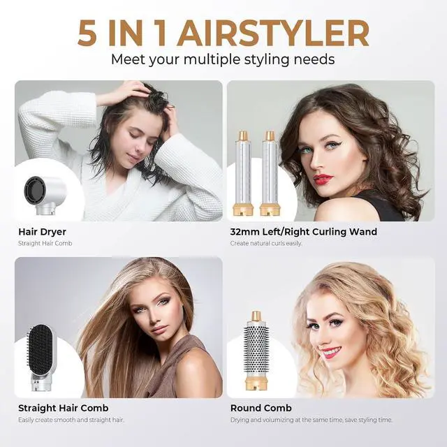 Alt view image 3 of 7 - Pro Airbrush 6 in 1 Hair Styler 6 in 1