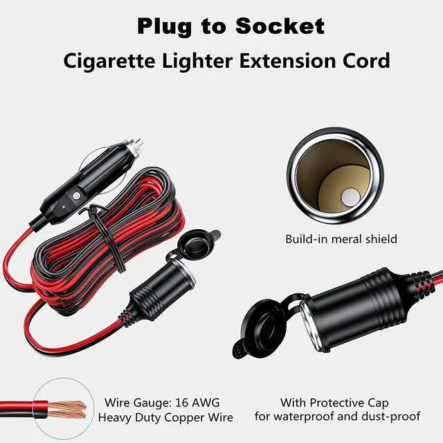 Alt view image 2 of 6 - Car Cigarette Lighter Extension Cord Cable Adapter Plug 13ft/4m