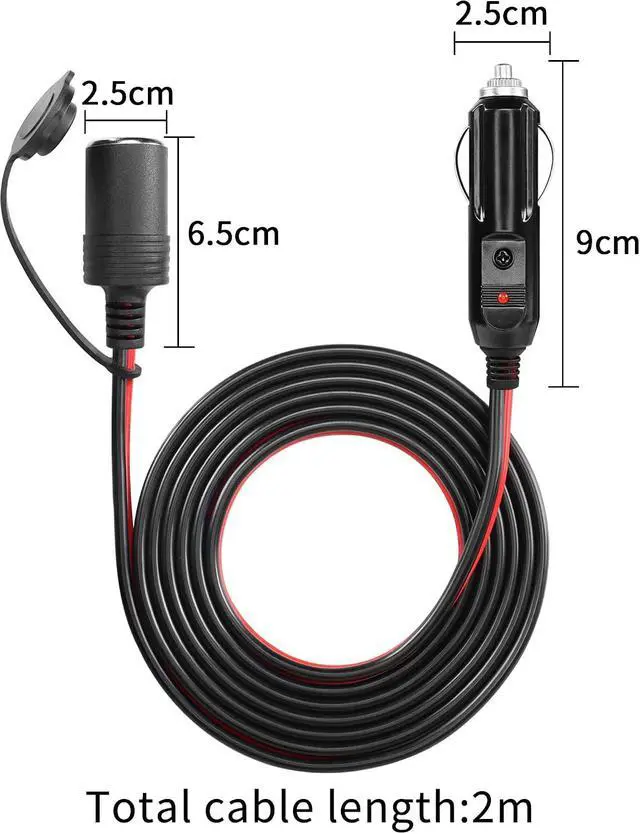 Alt view image 7 of 7 - 12V Cigarette Lighter Extension Cord 6.6FT/2M
