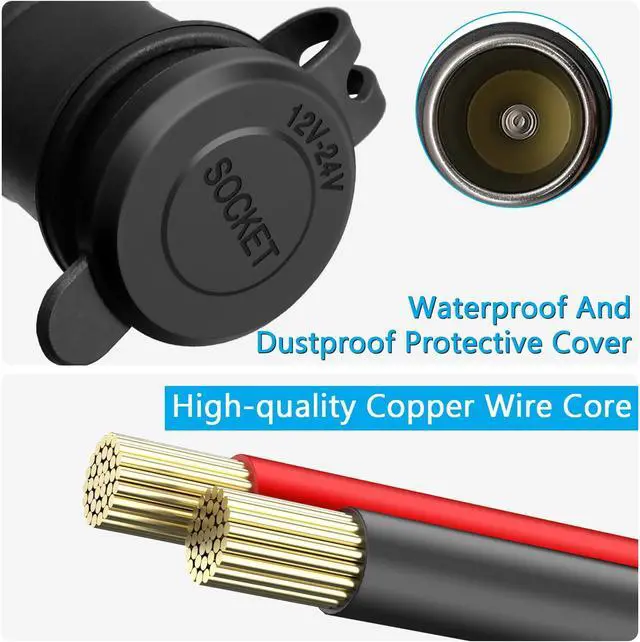 Alt view image 5 of 7 - 2M Car Accessory Charger Cigarette Lighter Extension Cord Cable