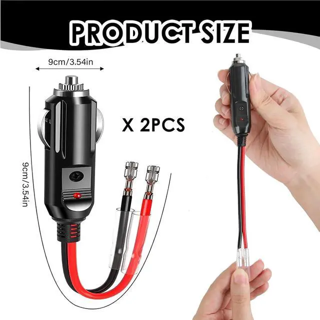 Alt view image 2 of 6 - 12V / 24V Car Cigarette Lighter Male Plug with Lead and Wiring 16 AWG