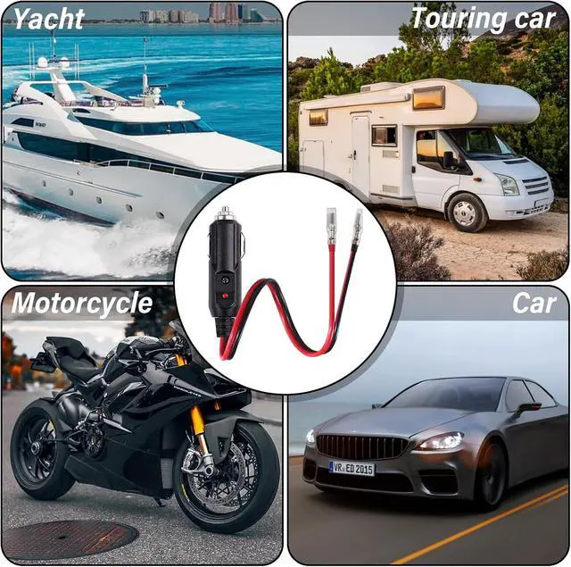 Alt view image 6 of 6 - 12V / 24V Car Cigarette Lighter Male Plug with Lead and Wiring 16 AWG