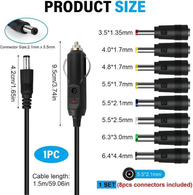 Alt view image 2 of 7 - 12V 5A DC Car Plug Adapter