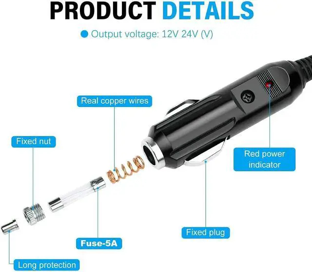 Alt view image 7 of 7 - 12V 5A DC Car Plug Adapter