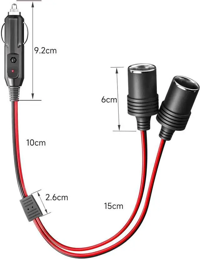 Alt view image 2 of 5 - Car Cigarette Lighter Splitter 1 to 2 12V Power Charger Port Adapter
