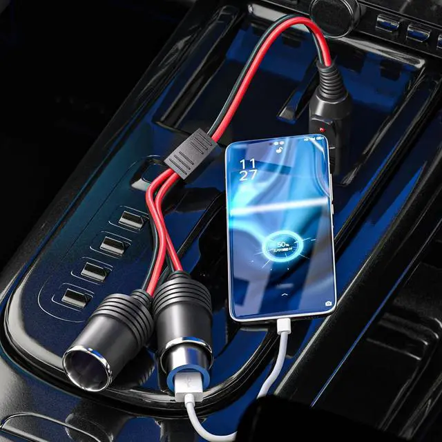 Alt view image 5 of 5 - Car Cigarette Lighter Splitter 1 to 2 12V Power Charger Port Adapter
