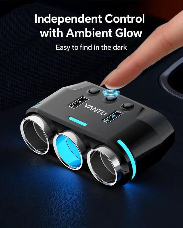 Alt view image 2 of 7 - 150W Car Cigarette Lighter Multi Socket