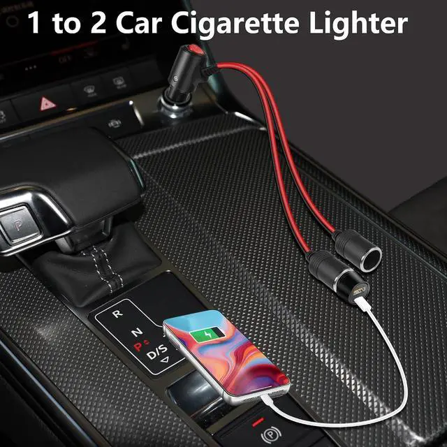 Alt view image 2 of 7 - 12V Car Cigarette Lighter Splitter Power Adapter Cable