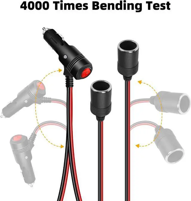 Alt view image 5 of 7 - 12V Car Cigarette Lighter Splitter Power Adapter Cable