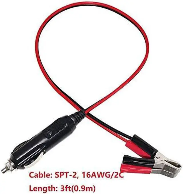 Alt view image 3 of 6 - 12V 3FT Cigarette Lighter Male Plug with Battery Clamp