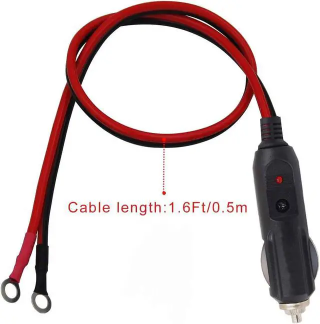 Alt view image 2 of 6 - 12V 3FT Cigarette Lighter Male Plug with Battery Clamp