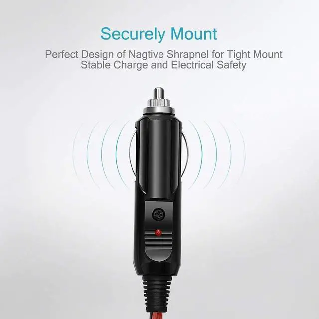 Alt view image 6 of 6 - 12V 3FT Cigarette Lighter Male Plug with Battery Clamp
