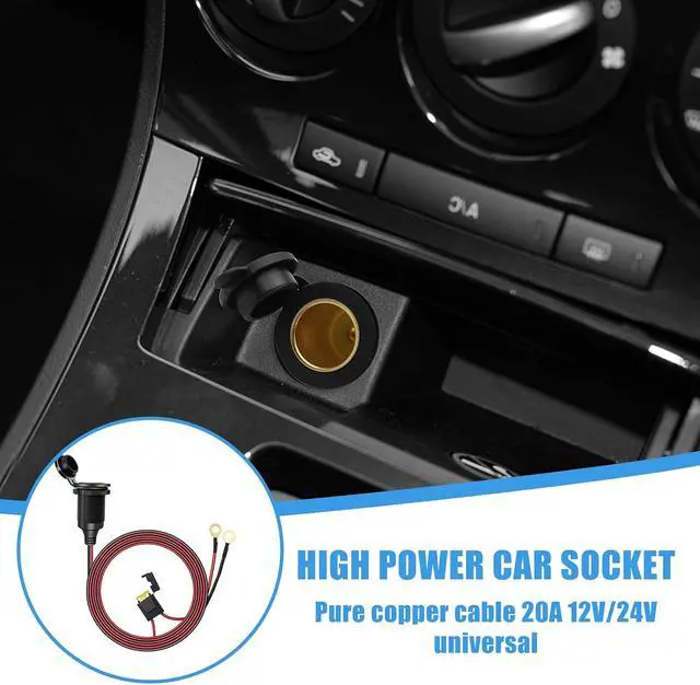 Alt view image 6 of 7 - 12V/24V Fixed Thread Car Cigarette Lighter Female Socket to O Ring Terminal Cord