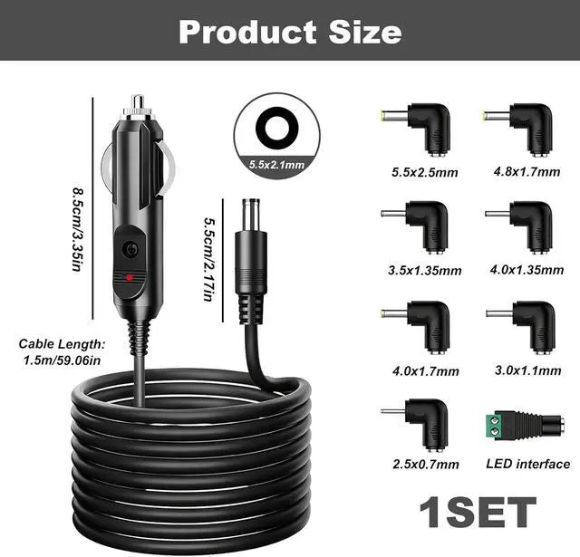 Alt view image 2 of 7 - DC 12V 3A Car Charger Power Cord