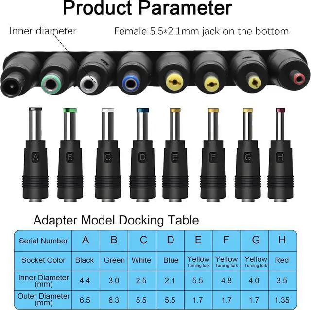 Alt view image 4 of 7 - DC 12V 3A Car Charger Power Supply Universal Cord with 8 Connectors 1M Extension Cable