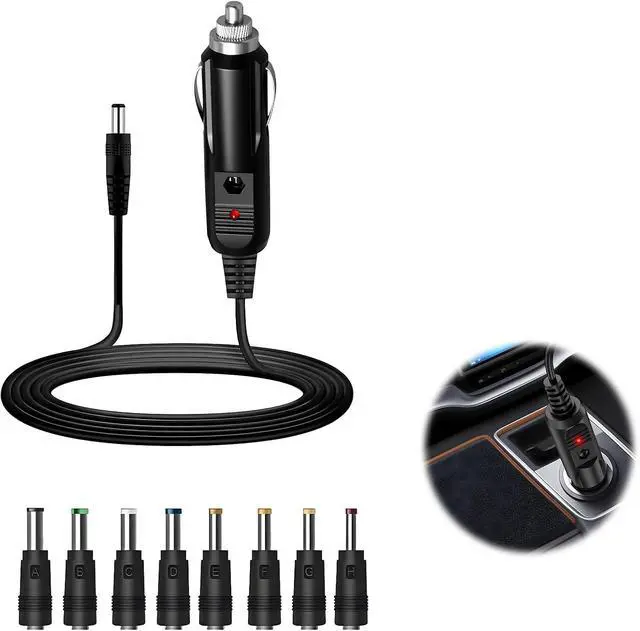 Alt view image 7 of 7 - DC 12V 3A Car Charger Power Supply Universal Cord with 8 Connectors 1M Extension Cable