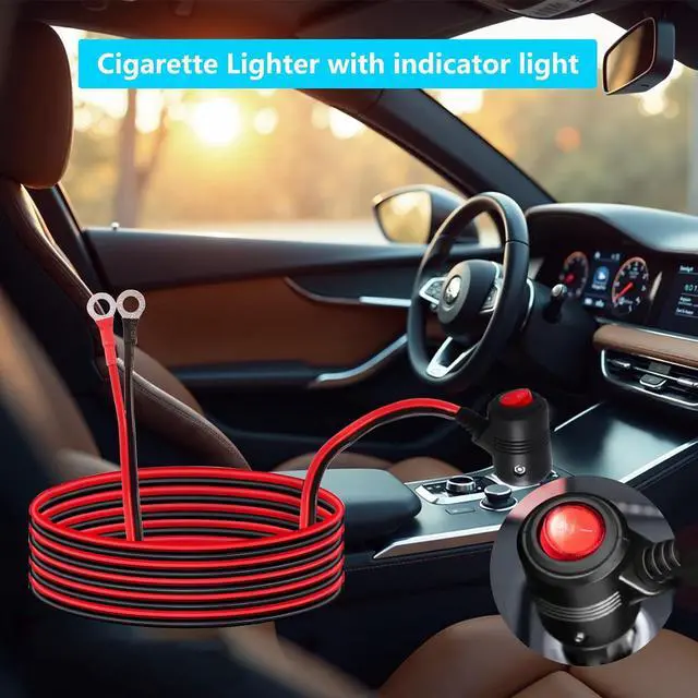 Alt view image 5 of 7 - Car Cigarette Lighter to O Ring Terminal with Switch