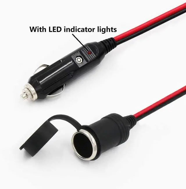 Alt view image 5 of 7 - 12FT Car Cigarette Lighter Socket Extension Cable with Male Plug