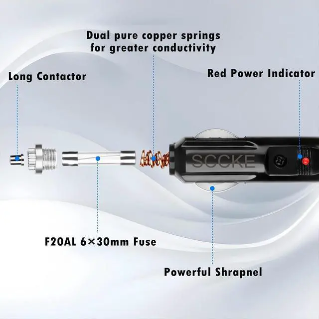 Alt view image 2 of 7 - 14AWG Premium Pure Copper 12V 24V Car Cigarette Lighter Socket Extension Cord