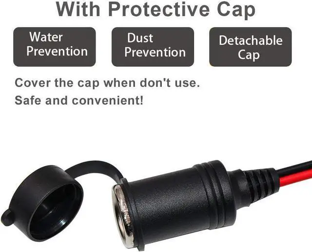 Alt view image 7 of 7 - 12FT Car Cigarette Lighter Socket Extension Cable with Male Plug
