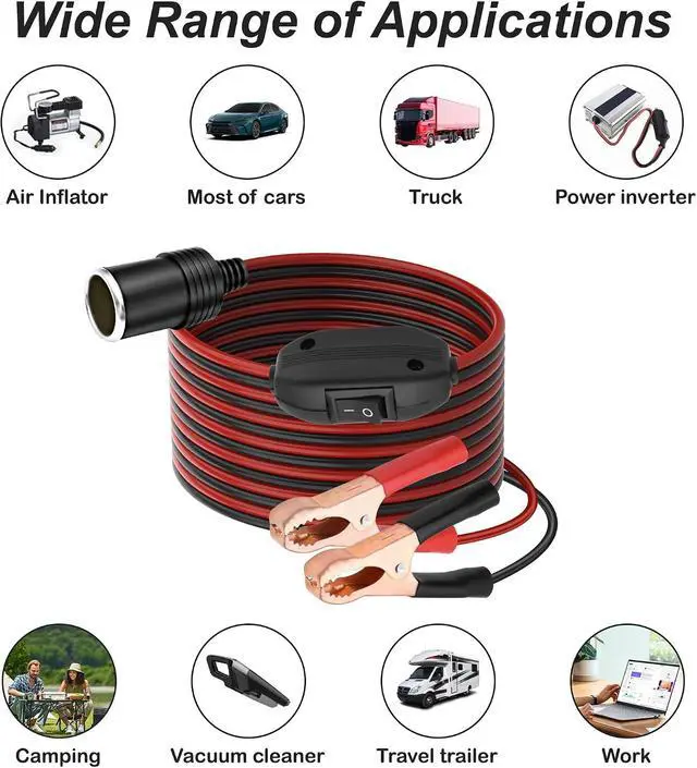 Alt view image 5 of 7 - Cigarette Lighter Socket with Battery Alligator Clip