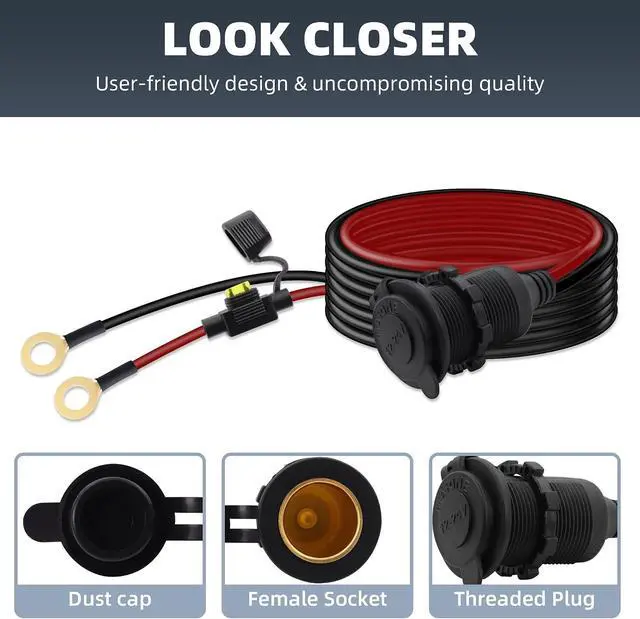 Alt view image 7 of 7 - 12V/24V Cigarette Lighter Socket Extension Cable