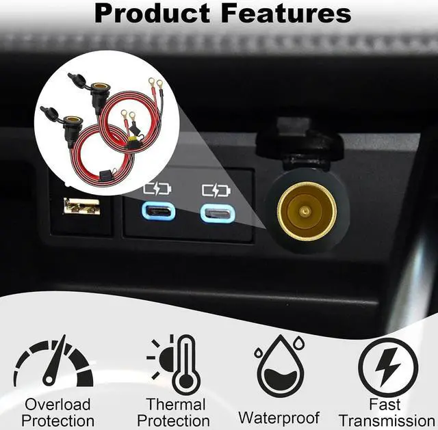 Alt view image 3 of 7 - 2PCS 12V Car Cigarette Lighter Female Socket to O Ring Terminal Cord