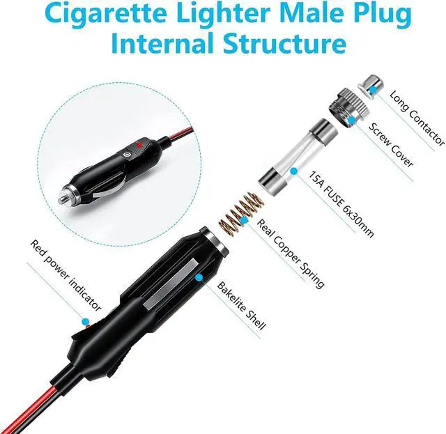 Alt view image 3 of 7 - 26FT 12V-24V Car Cigarette Lighter Extension Cord Heavy Duty