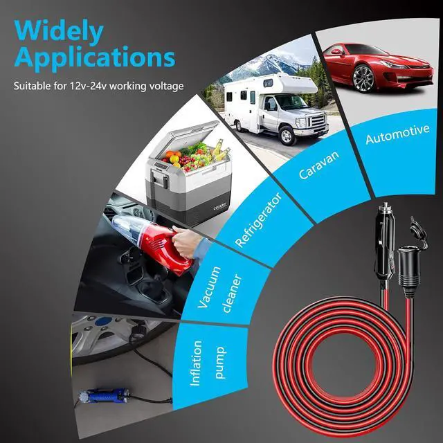 Alt view image 6 of 7 - 26FT 12V-24V Car Cigarette Lighter Extension Cord Heavy Duty