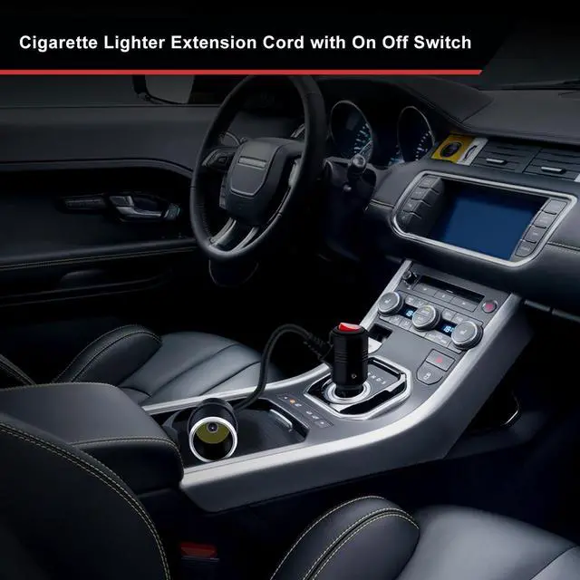 Alt view image 5 of 7 - Cigarette Lighter Extension with Switch 12V 24V Car Charger Extension Cable
