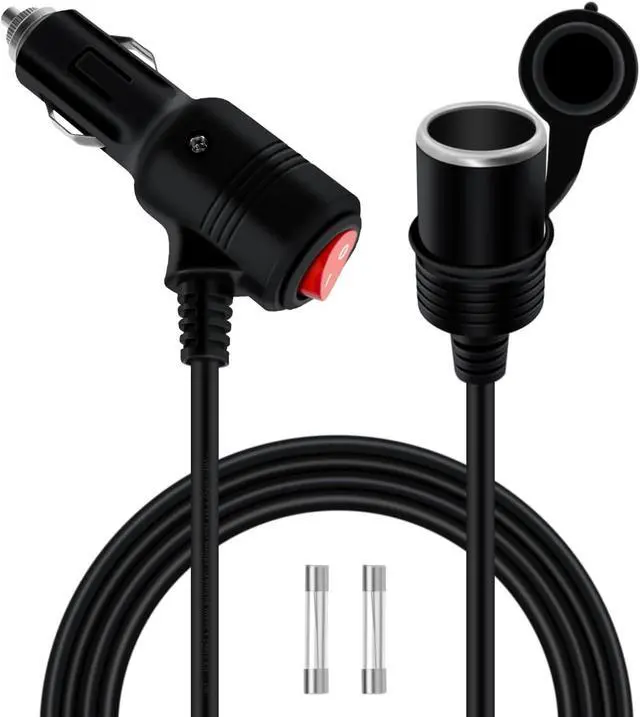 Alt view image 7 of 7 - Cigarette Lighter Extension with Switch 12V 24V Car Charger Extension Cable