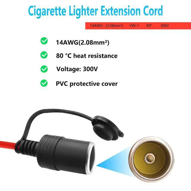 Alt view image 3 of 7 - 14AWG Car Cigarette Lighter Extension Cord