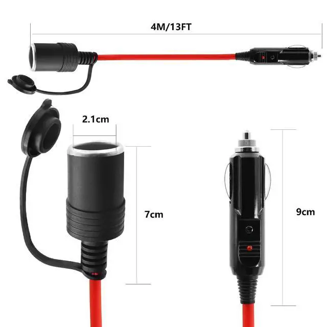 Alt view image 6 of 7 - 14AWG Car Cigarette Lighter Extension Cord