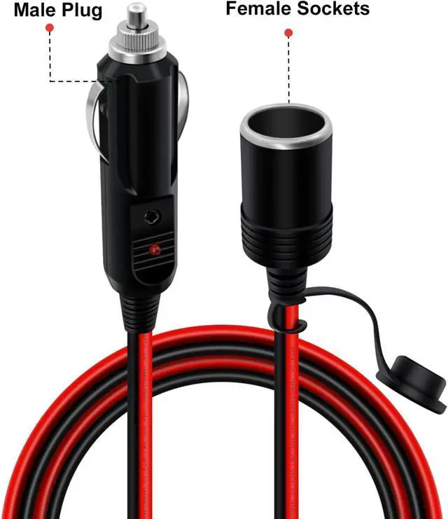 Alt view image 2 of 6 - Car Cigarette Lighter Extension Cable 12V 24V Cigarette Lighter Extension