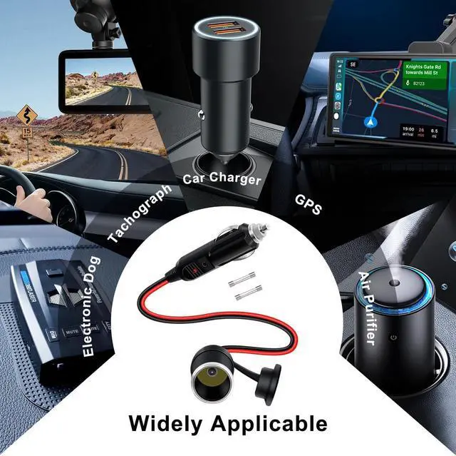 Alt view image 6 of 6 - Car Cigarette Lighter Extension Cable 12V 24V Cigarette Lighter Extension