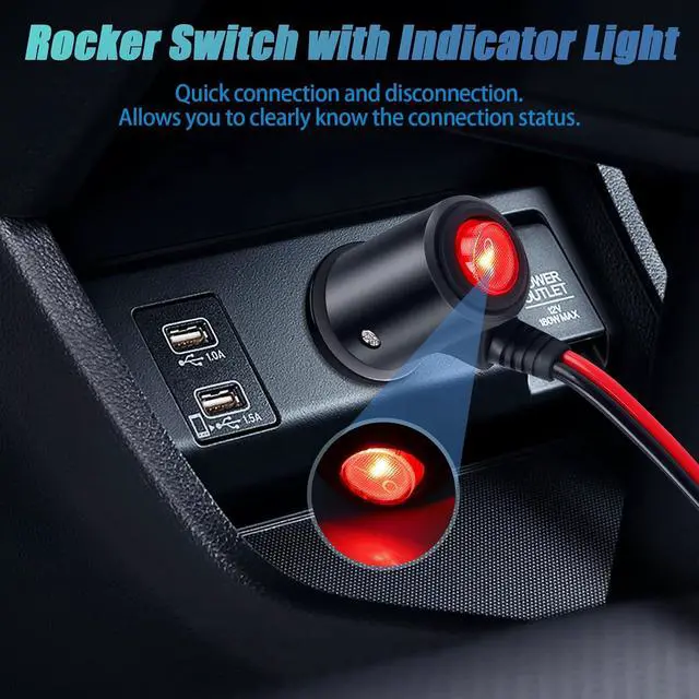 Alt view image 3 of 7 - Car Cigarette Lighter Extension Cord 12V Socket Extension