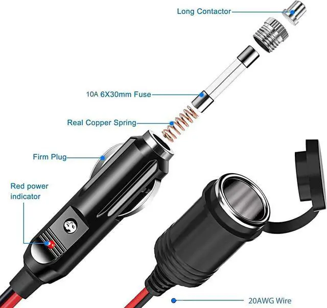 Alt view image 3 of 7 - Car Lighter Extension Cord Cigarette Charger Extension Lead Car