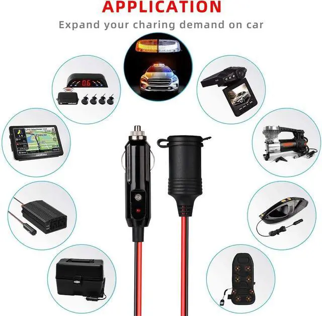 Alt view image 6 of 7 - Car Lighter Extension Cord Cigarette Charger Extension Lead Car