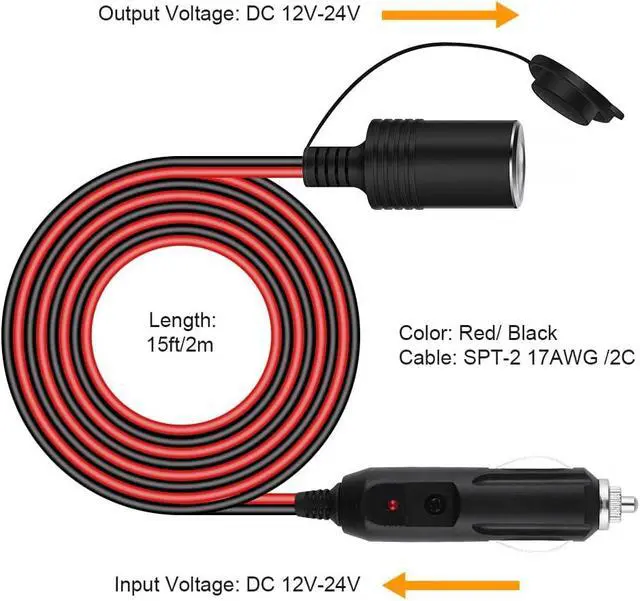 Alt view image 2 of 7 - Car Cigarette Lighter Extension Cord