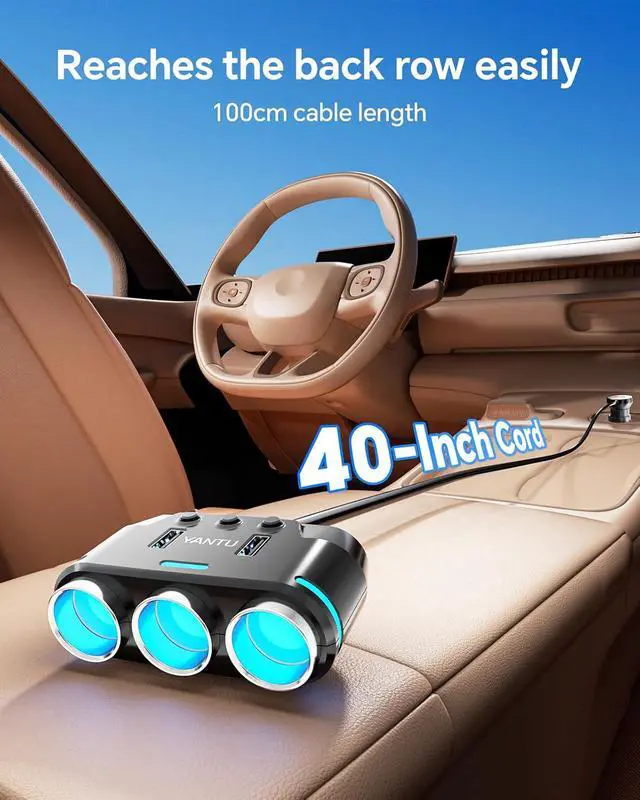 Alt view image 3 of 7 - 150W Car Cigarette Lighter Multi Socket