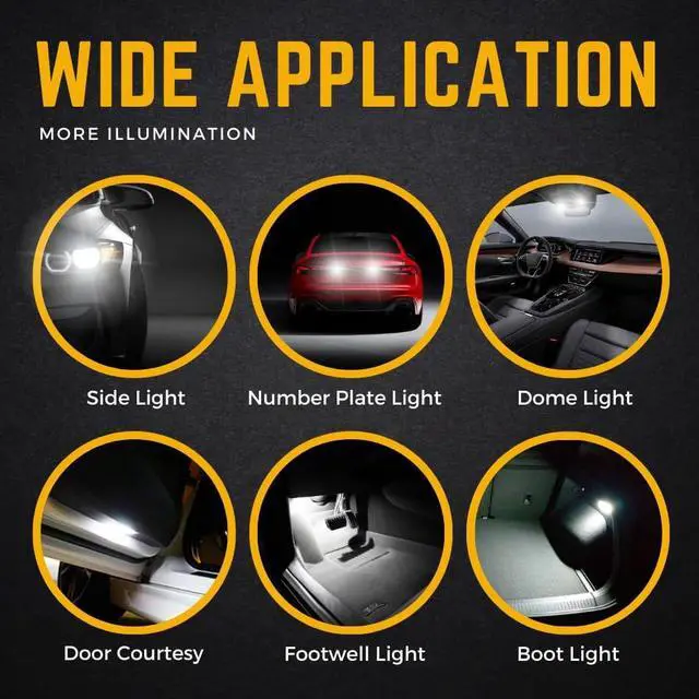 Alt view image 3 of 7 - 10 Pack 501 Led Bulbs 26 Smd Xenon White Car Led Interior Lights