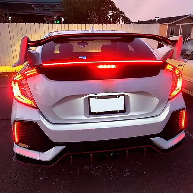 Alt view image 7 of 7 - Light up Car Spoiler Universal Exterior Rear Roof Spoiler Tail Wing