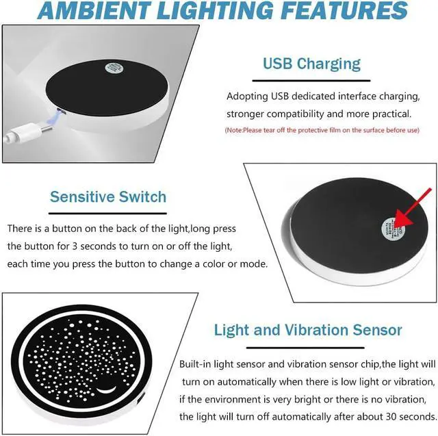 Alt view image 4 of 7 - 2 Pcs LED Car Cup Holder Lights