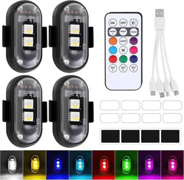 Main image of 4PCS LED Car Strobe Lights with Remote Control