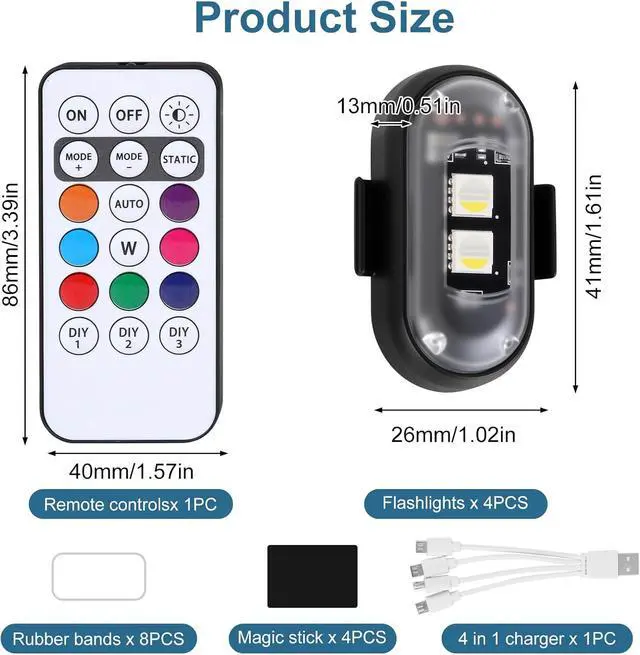 Alt view image 2 of 6 - 4PCS LED Car Strobe Lights with Remote Control