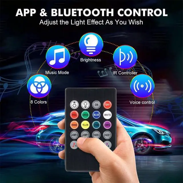 Alt view image 3 of 6 - Car LED Interior Lights 8 Colors Music Sound-activated Lighting