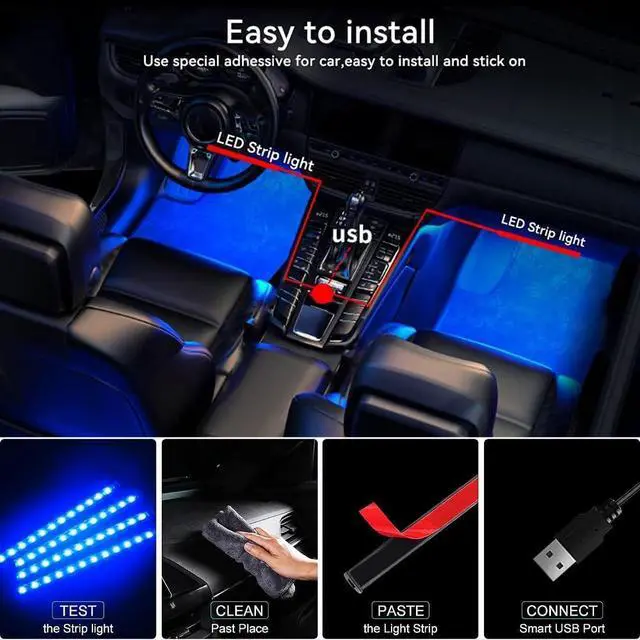 Alt view image 6 of 6 - Car LED Interior Lights 8 Colors Music Sound-activated Lighting